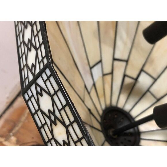 Vintage Stained Glass Swag Hanging Lamp Elegant Design Arts and Crafts Style - Picture 5 of 7